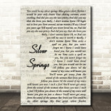 Fleetwood Mac Silver Springs Vintage Script Song Lyric Quote Print