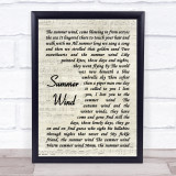 Frank Sinatra Summer Wind Vintage Script Song Lyric Quote Print
