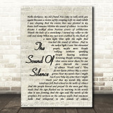 The Sound Of Silence Simon & Garfunkel Song Lyric Vintage Script Quote Print