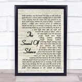The Sound Of Silence Simon & Garfunkel Song Lyric Vintage Script Quote Print