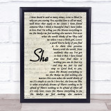 Jen foster She Vintage Script Song Lyric Quote Print