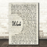 Kane Brown Work Vintage Script Song Lyric Quote Print