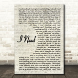 Maverick Sabre I Need Vintage Script Song Lyric Quote Print