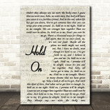 Michael Buble Hold On Vintage Script Song Lyric Quote Print