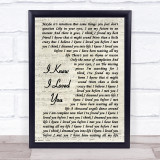 Savage Garden I Knew I Loved You Vintage Script Song Lyric Quote Print