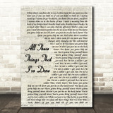 The Killers All These Things That I've Done Vintage Script Song Lyric Print