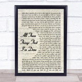 The Killers All These Things That I've Done Vintage Script Song Lyric Print