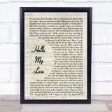Westlife Hello My Love Vintage Script Song Lyric Quote Print