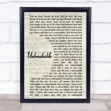 Westlife Unbreakable Vintage Script Song Lyric Quote Print