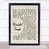 Wonderful Tonight Eric Clapton Song Lyric Vintage Script Quote Print