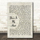 You're In My Heart Rod Stewart Song Lyric Vintage Script Quote Print