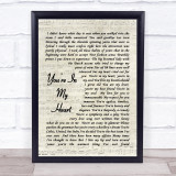 You're In My Heart Rod Stewart Song Lyric Vintage Script Quote Print