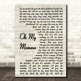 Alela Diane Oh My Mamma Song Lyric Vintage Script Quote Print