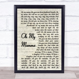 Alela Diane Oh My Mamma Song Lyric Vintage Script Quote Print