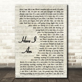 Bryan Adams Here I Am Song Lyric Vintage Script Quote Print