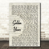 David Bowie Golden Years Song Lyric Vintage Script Quote Print