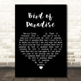 Snowy White Bird of Paradise Black Heart Song Lyric Print