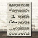 Leonard Cohen The Partisan Song Lyric Vintage Script Quote Print