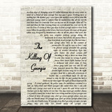 Rod Stewart The Killing Of Georgie Song Lyric Vintage Script Quote Print