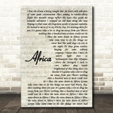 Toto Africa Song Lyric Vintage Script Quote Print