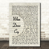 Prince When Doves Cry Vintage Script Song Lyric Quote Print