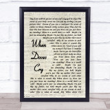 Prince When Doves Cry Vintage Script Song Lyric Quote Print