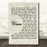 John Lennon Woman Quote Song Lyric Print