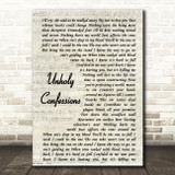 Avenged Sevenfold Unholy Confessions Vintage Script Song Lyric Print
