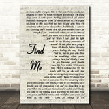 Boyce Avenue Find Me Vintage Script Song Lyric Print