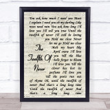 Charlie Landsborough The Twelfth Of Never Vintage Script Song Lyric Print