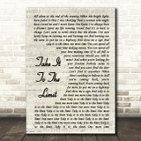 Eagles Take It To The Limit Vintage Script Song Lyric Print