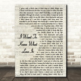 Foreigner I Want To Know What Love Is Vintage Script Song Lyric Print