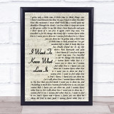 Foreigner I Want To Know What Love Is Vintage Script Song Lyric Print