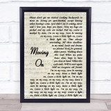 James Moving On Vintage Script Song Lyric Print