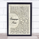Jessie Ware Champagne Kisses Vintage Script Song Lyric Print