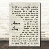 John Denver Annie's Song Vintage Script Song Lyric Print