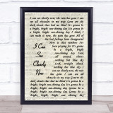 Johnny Nash I Can See Clearly Now Vintage Script Song Lyric Print