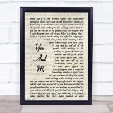 Lifehouse You And Me Vintage Script Song Lyric Print