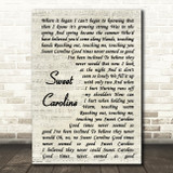 Neil Diamond Sweet Caroline Vintage Script Song Lyric Print