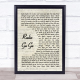 Queen Radio Ga Ga Vintage Script Song Lyric Print