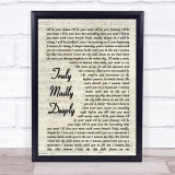 Savage Garden Truly Madly Deeply Vintage Script Song Lyric Print