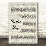 Taylor Swift The Best Day Vintage Script Song Lyric Print