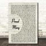 Tina Turner Proud Mary Vintage Script Song Lyric Print