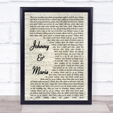Up & Running Johnny & Marie Vintage Script Song Lyric Print