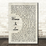 Barbra Streisand Woman In Love Vintage Script Song Lyric Print