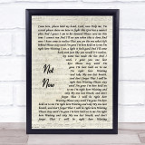 Blink-182 Not Now Vintage Script Song Lyric Print