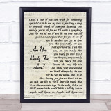 Elton John Are You Ready For Love Vintage Script Song Lyric Print