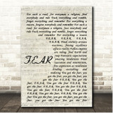 Ian Brown F.E.A.R Vintage Script Song Lyric Print