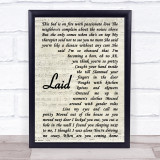 James Laid Vintage Script Song Lyric Print