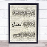 Josh Groban Granted Vintage Script Song Lyric Print